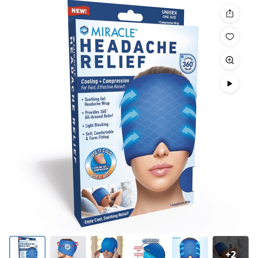 Miracle Headache Relief Wrap. Cooling & compression for fast severe pain relief